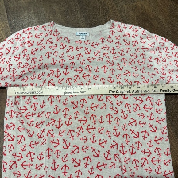 Old Navy women’s white coral anchor print long sleeve sweater size large - Picture 4 of 7